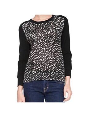 Tory Burch Black and White Speckled Crewneck Sweater